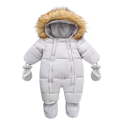 Winter Newborn Thick Jumpsuit Wool Hooded