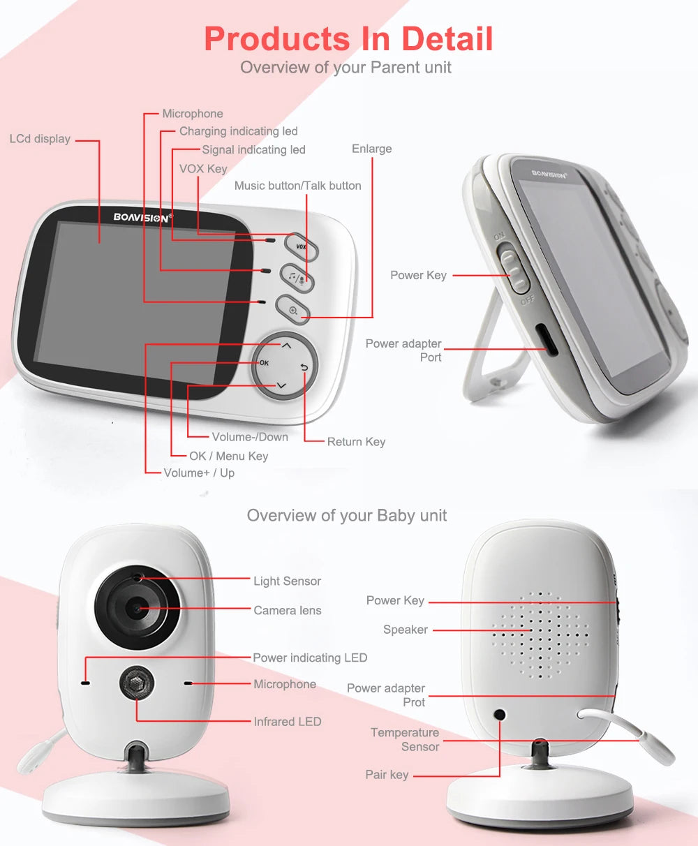 Wireless Baby Monitor 3.2" LCD Screen