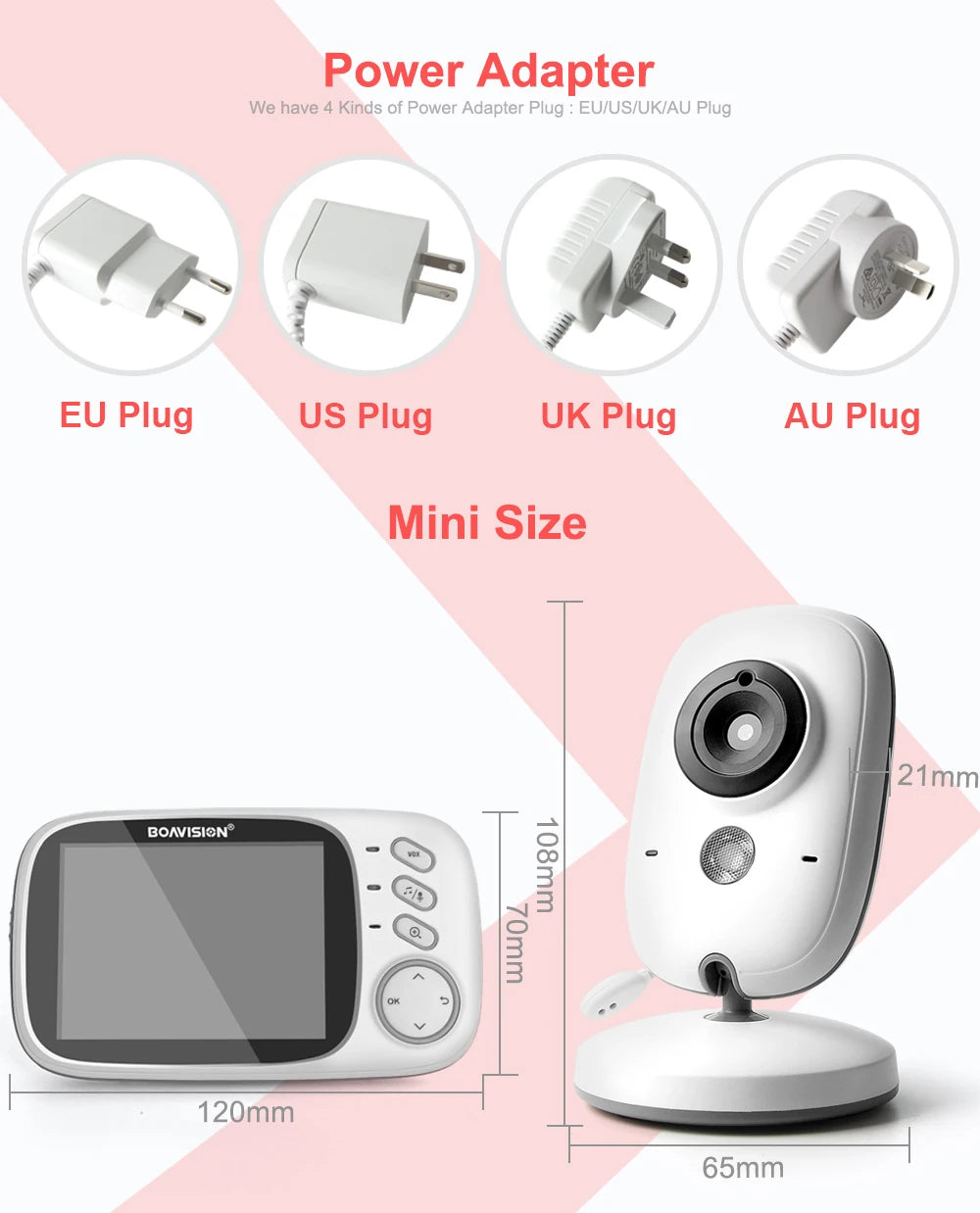 Wireless Baby Monitor 3.2" LCD Screen