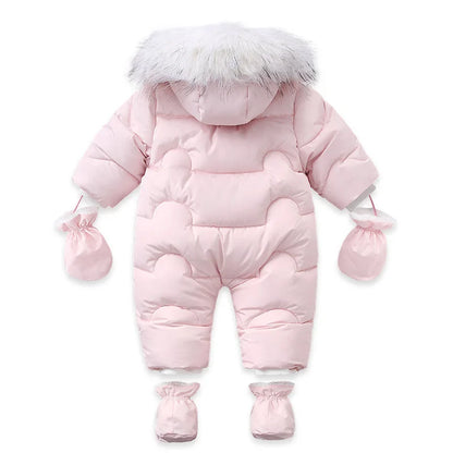 Winter Newborn Thick Jumpsuit Wool Hooded