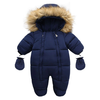 Winter Newborn Thick Jumpsuit Wool Hooded