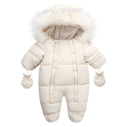 Winter Newborn Thick Jumpsuit Wool Hooded