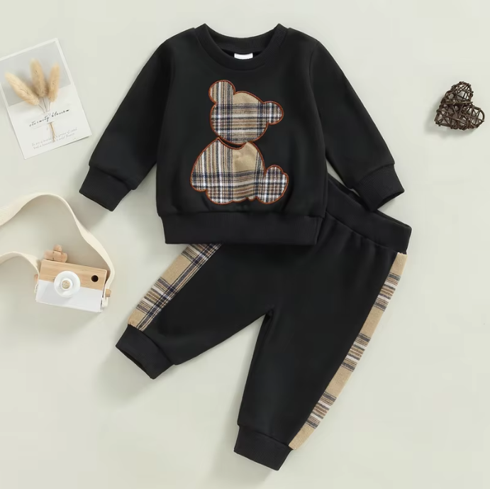 Plaid Bear Outfit Cozy & Stylish 2-Piece Set