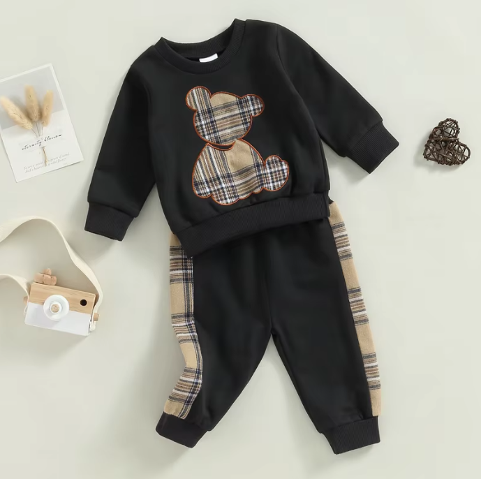 Plaid Bear Outfit Cozy & Stylish 2-Piece Set