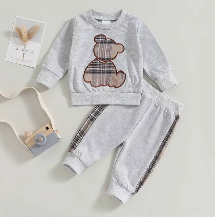 Plaid Bear Outfit Cozy & Stylish 2-Piece Set