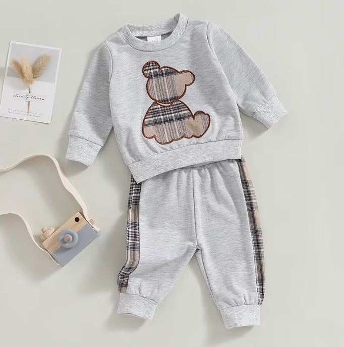 Plaid Bear Outfit Cozy & Stylish 2-Piece Set