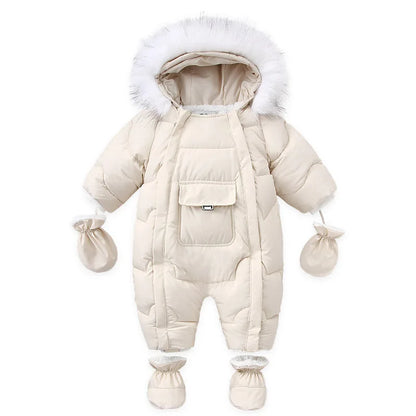 Winter Newborn Thick Jumpsuit Wool Hooded