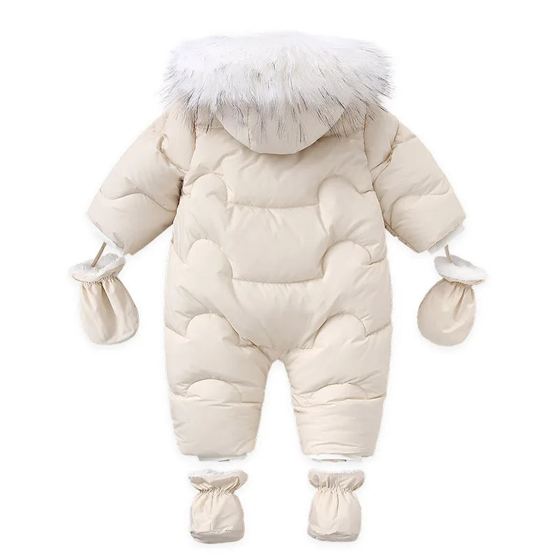 Winter Newborn Thick Jumpsuit Wool Hooded